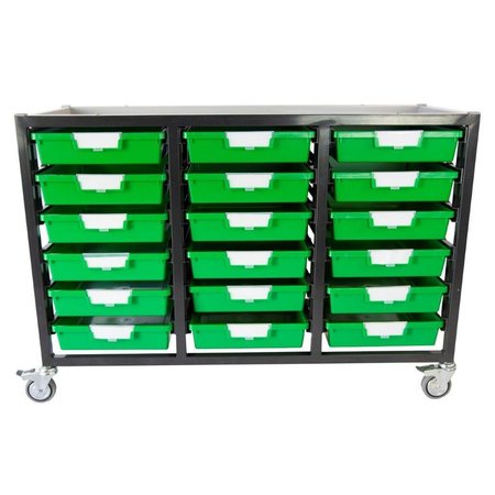 STORSYSTEM Commercial Grade Mobile Bin Storage Cart with 18 Green High Impact Polystyrene Bins/Trays CE2106DG-18SPG